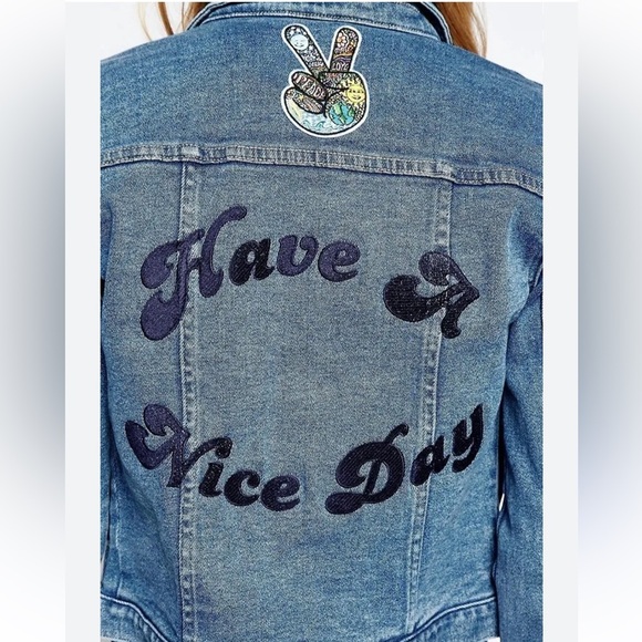 Free People Rolla’s Have A Nice Day Retro Embroidered Denim Jacket – Small - Picture 3 of 7